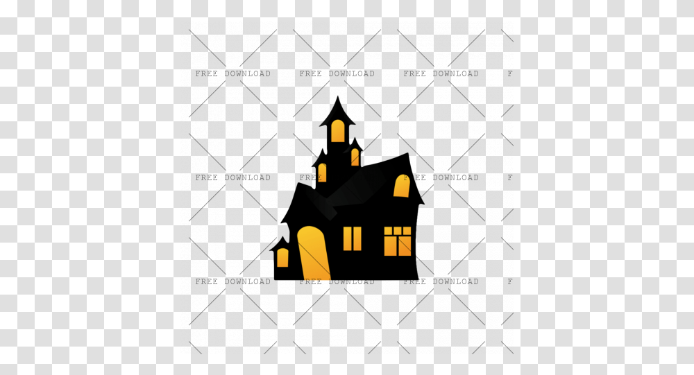 Haunted House Image With Background Photo, Text, Fire, Art, Pac Man Transparent Png