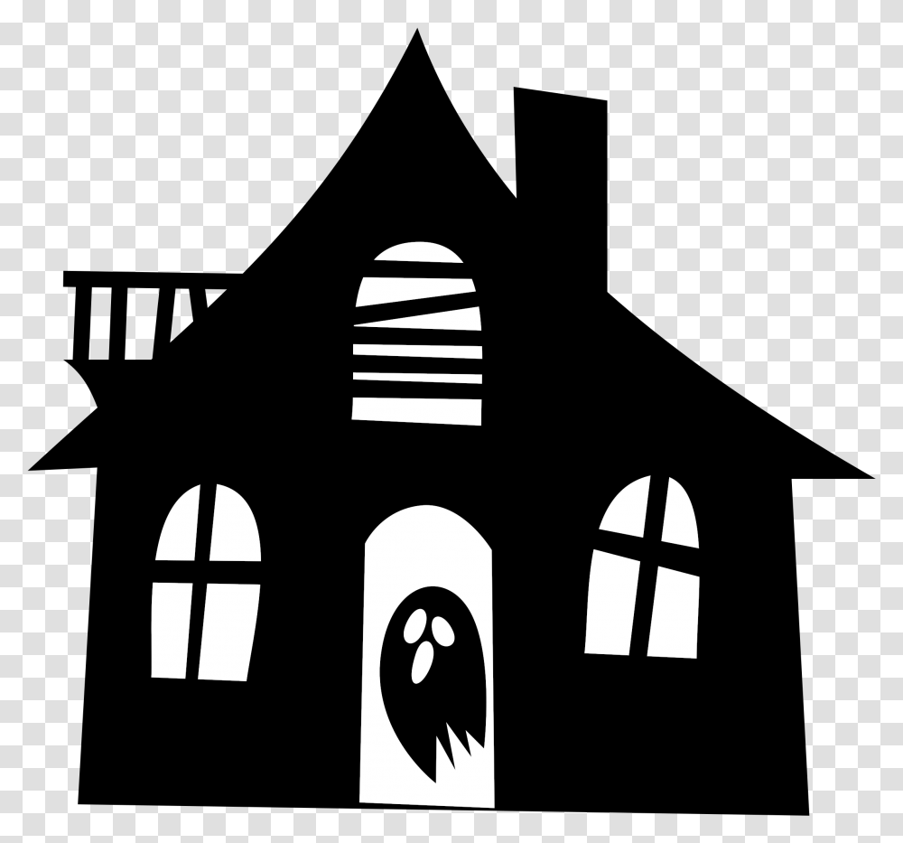 Haunted House Silhouette, Stencil, Brick, White, Texture Transparent Png