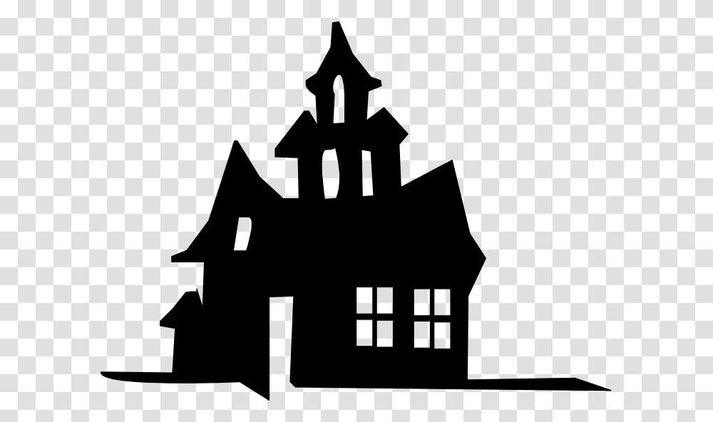Haunted House Silhouette Stencil Silhouette Haunted House Clipart, Gray, World Of Warcraft Transparent Png