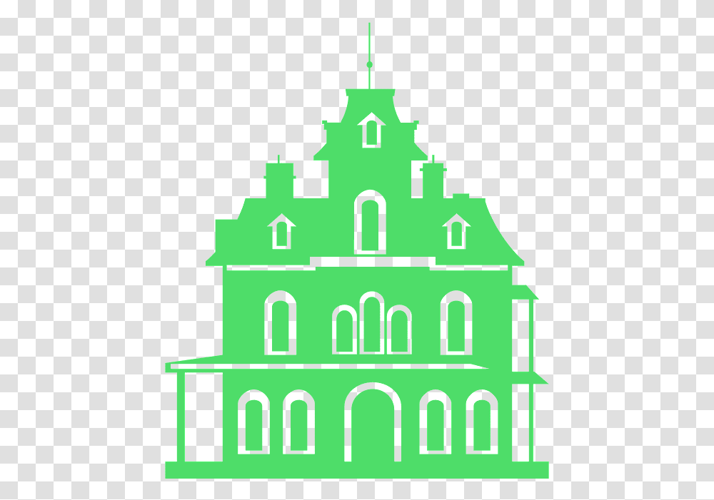 Haunted House Silhouette Vector, Green, Building, Architecture, Housing Transparent Png
