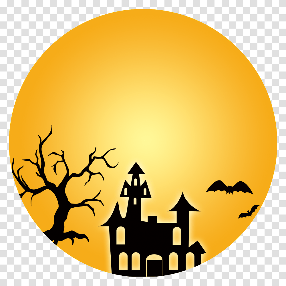 Haunted House Spooky Tree Coloring Page, Halloween Transparent Png