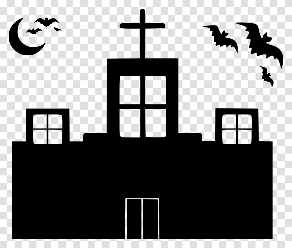 Haunted House Svg With Tree, Stencil, Bird, Animal Transparent Png