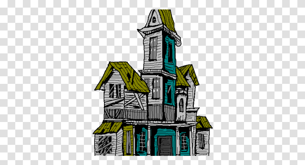 Haunted Houses Clipart Creepy House Clip Art, Building, Housing, Cottage, Neighborhood Transparent Png