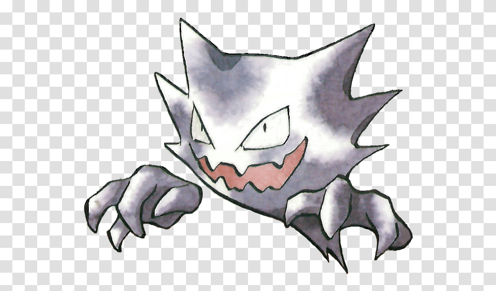 Haunter Used Lick And Night Shade, Painting, Drawing, Leaf Transparent Png