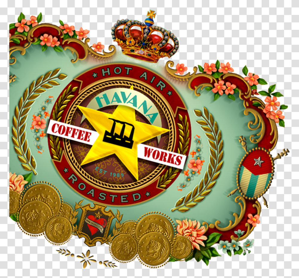 Havana Coffee Works Logo, Symbol, Trademark, Birthday Cake, Dessert Transparent Png