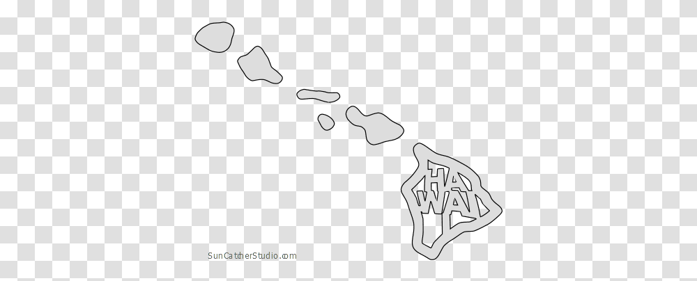 Hawaii Map Outline Shape State Stencil Clip Art Scroll Hawaii Islands Black, Hand, Footprint Transparent Png