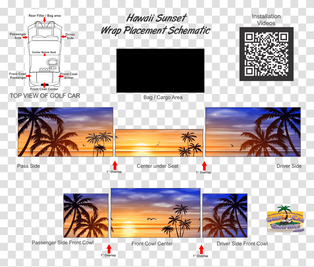 Hawaii Sunset Golf Car Wrap Schematic Attalea Speciosa, Outdoors, Nature, Sky, Tree Transparent Png