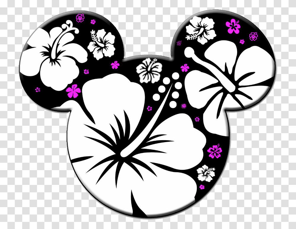 Hawaiian Clipart Mickey Mouse Mickey Mouse Black And White Clipart, Floral Design, Pattern, Stencil Transparent Png