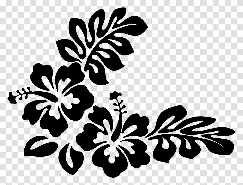 Hawaiian Flower Clip Art Design Black And White, Gray, World Of Warcraft Transparent Png