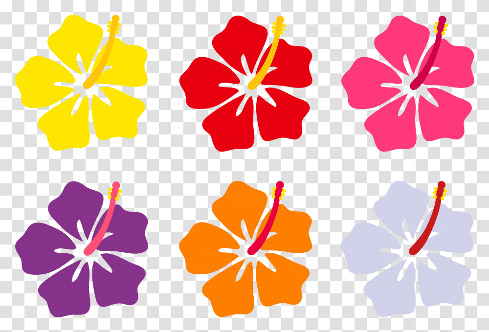 Hawaiian Flower Clip Art Hibiscus Flowers In Six Colors, Plant, Blossom, Petal, Geranium Transparent Png