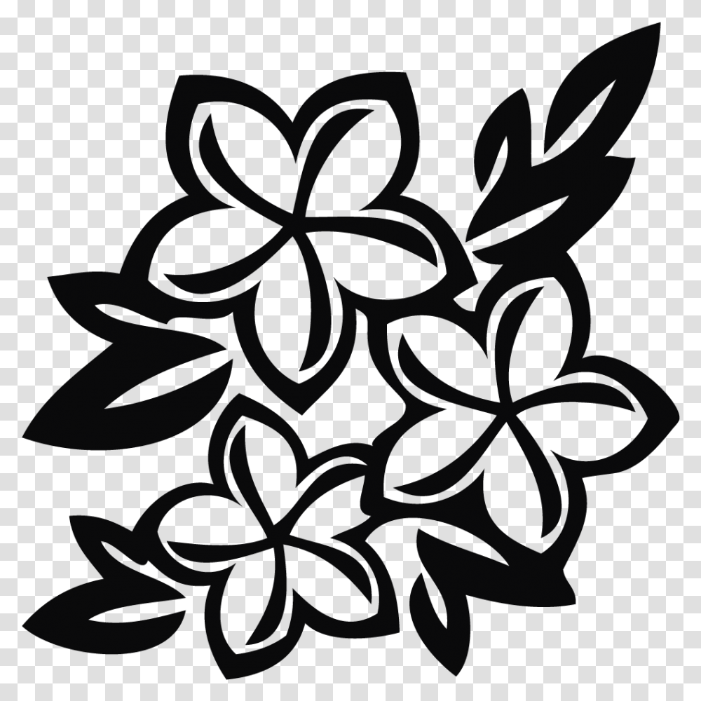 Hawaiian Flowers Clipart Black And White, Floral Design, Pattern, Stencil Transparent Png