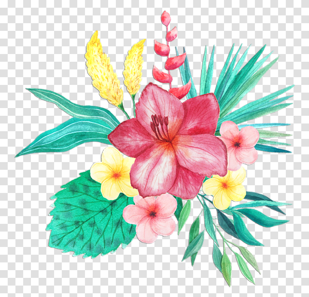 Hawaiian Hibiscus Tropical Flower Watercolor, Plant, Blossom Transparent Png