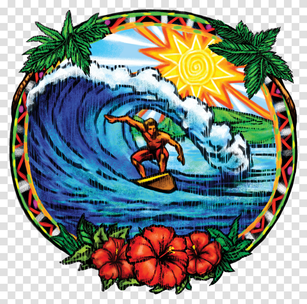 Hawaiian Surfing Tropical Cutout Vinyl Sticker Tiki Tropical Surf Clipart Transparent Png