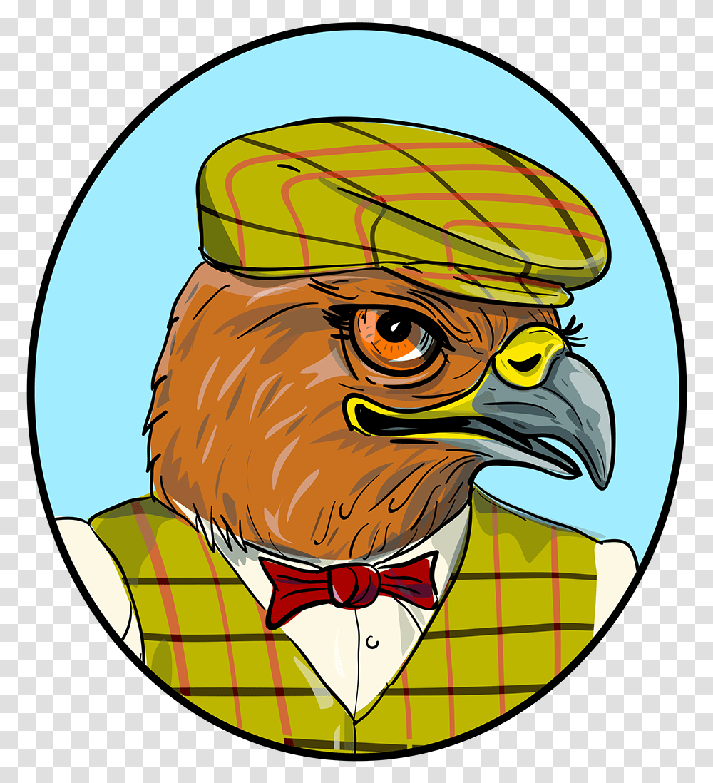 Hawk Head Image Wearing Flat Cap Drawing, Eagle, Bird, Animal, Tie Transparent Png