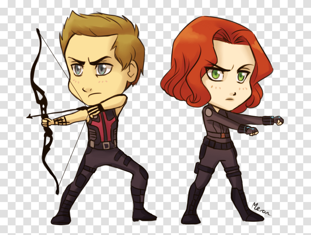 Hawkeye And Black Widow Chibi, Comics, Book, Person, Human Transparent Png