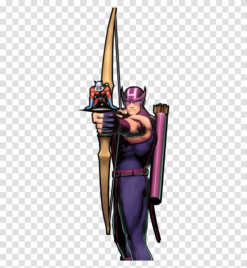 Hawkeye Ultimate Mvc3 Full Victory Hawkeye And Ant Man Comic, Person, Human, Bow, Sport Transparent Png