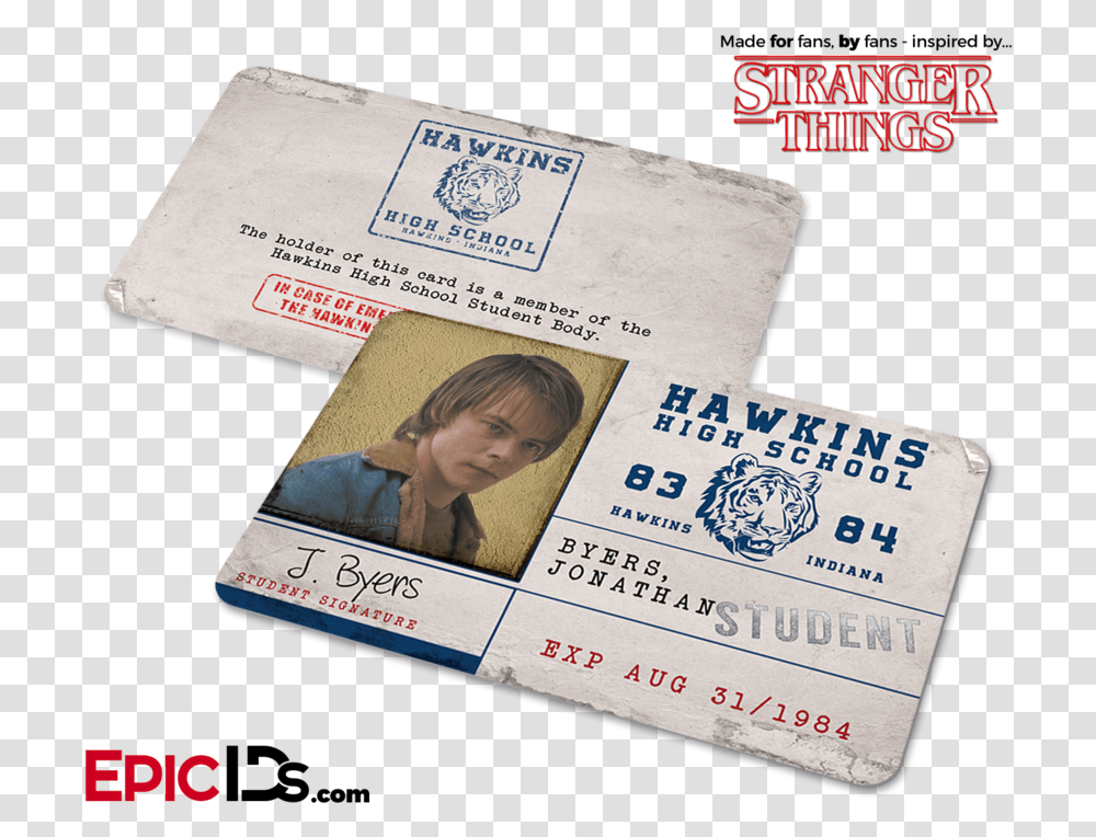 Hawkins High School Quotstranger Things Student Id Card High School, Person, Human, Id Cards Transparent Png