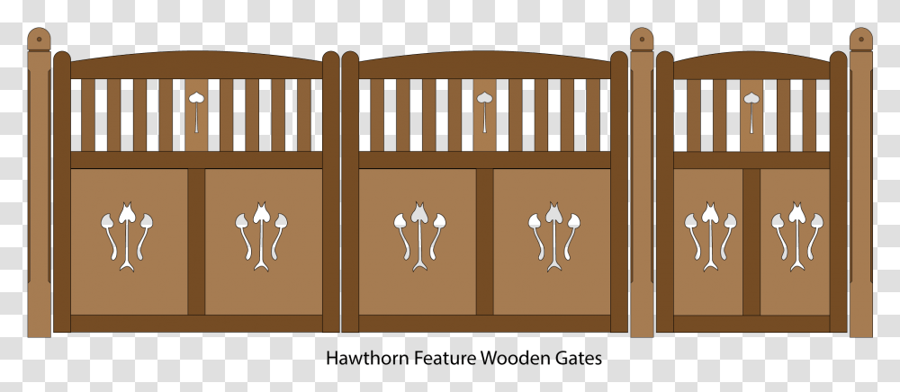 Hawthorn Feature Wooden Driveway And Pedestrian Entrance Wooden Gates With Flower Cutouts, Furniture, Crib, Bed, Cabinet Transparent Png