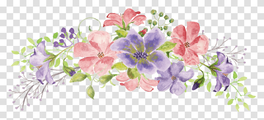 Hd Acuarela Flores De Coloridas Flower Swag Clipart, Geranium, Plant, Blossom, Petal Transparent Png