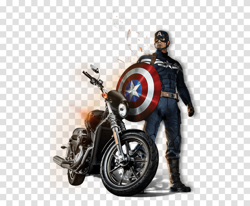 Hd Capitan America, Motorcycle, Vehicle, Transportation, Wheel Transparent Png