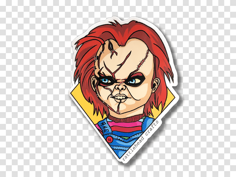Hd Chucky Sticker Chucky, Label, Text, Art, Logo Transparent Png