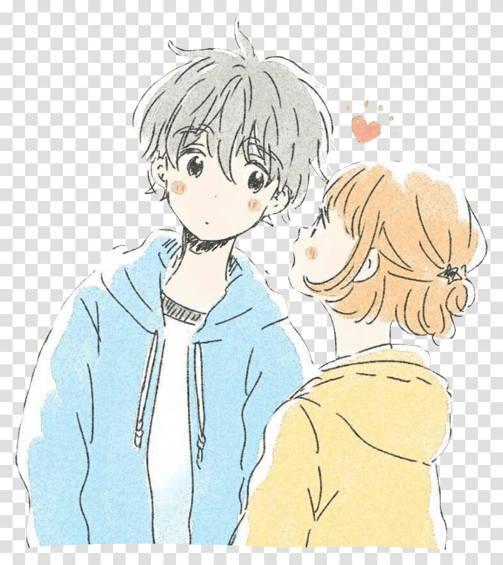 Hd Cuteanime Anime Kawaii Animecouple Couple Cute Pastelco Kawaii Cute Anime Couple, Comics, Book, Person, Human Transparent Png