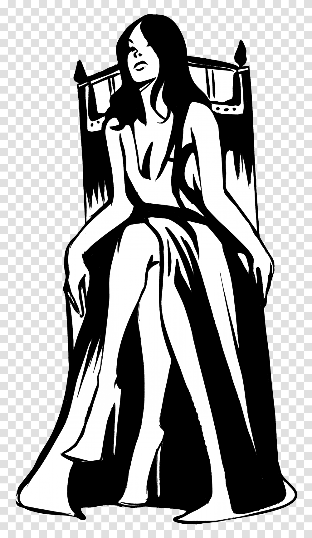 Hd Download Queen On Throne Drawing, Stencil, Person, Human, Clothing Transparent Png