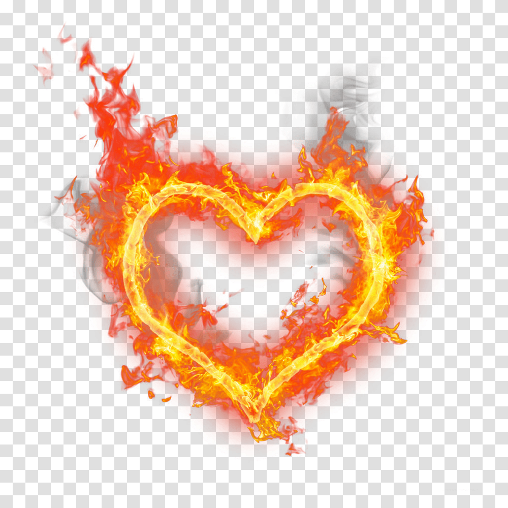 Hd Fire Heart Burning Image Heart On Fire Transparent Png