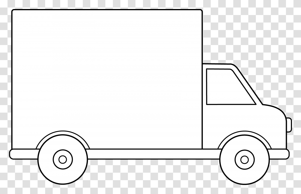 Hd Free Delivery Images Box Truck Clip Art Black And White Free, Van, Vehicle, Transportation, Caravan Transparent Png