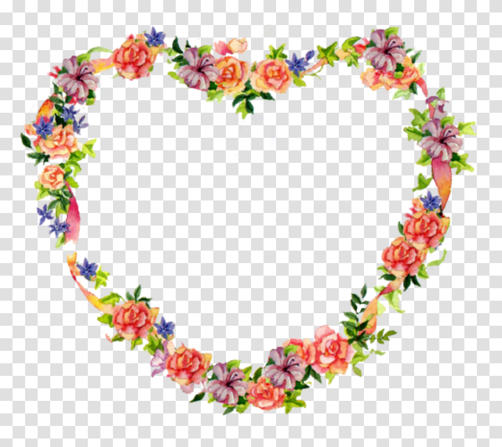 Hd Hearts And Flowers Flower Heart Border, Plant, Ornament, Graphics, Floral Design Transparent Png