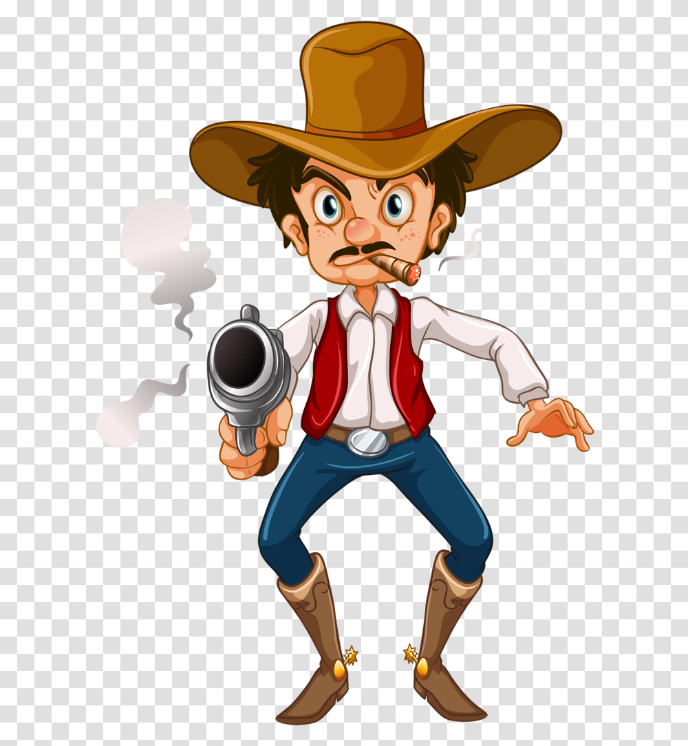 Hd Images Pluspng Wild West Cowboy Cartoon, Hat, Apparel, Person Transparent Png