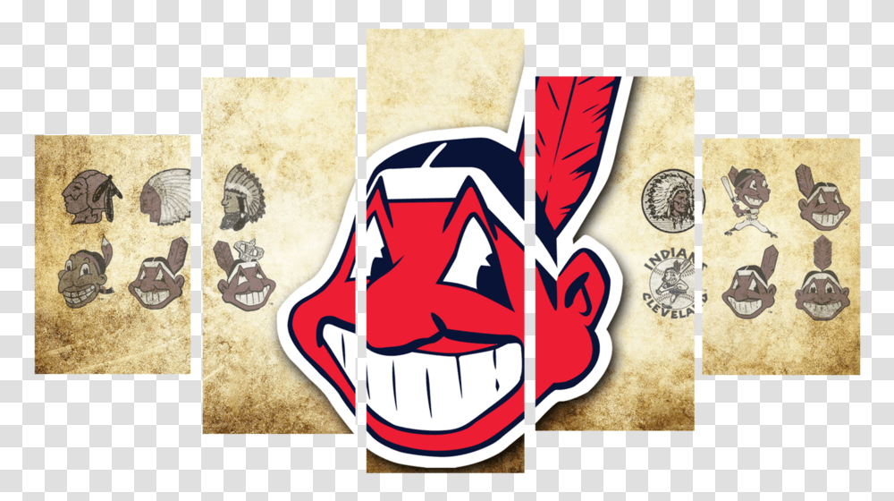 Hd Printed Cleveland Indians Logo 5 Pieces Canvas Cleveland Indians Wallpaper Hd, Label, Poster Transparent Png