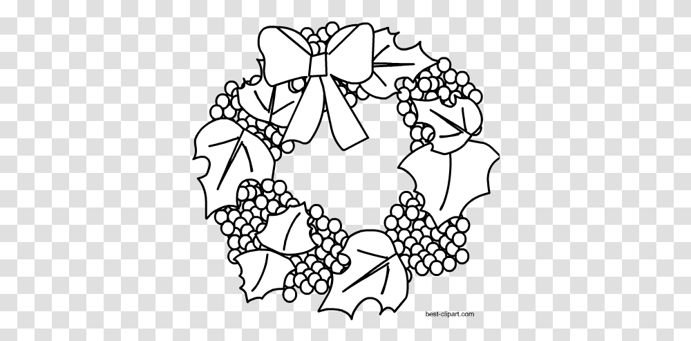 Hd Ultra Black And White Christmas Wreath Coloring Book, Stencil, Symbol, Art Transparent Png