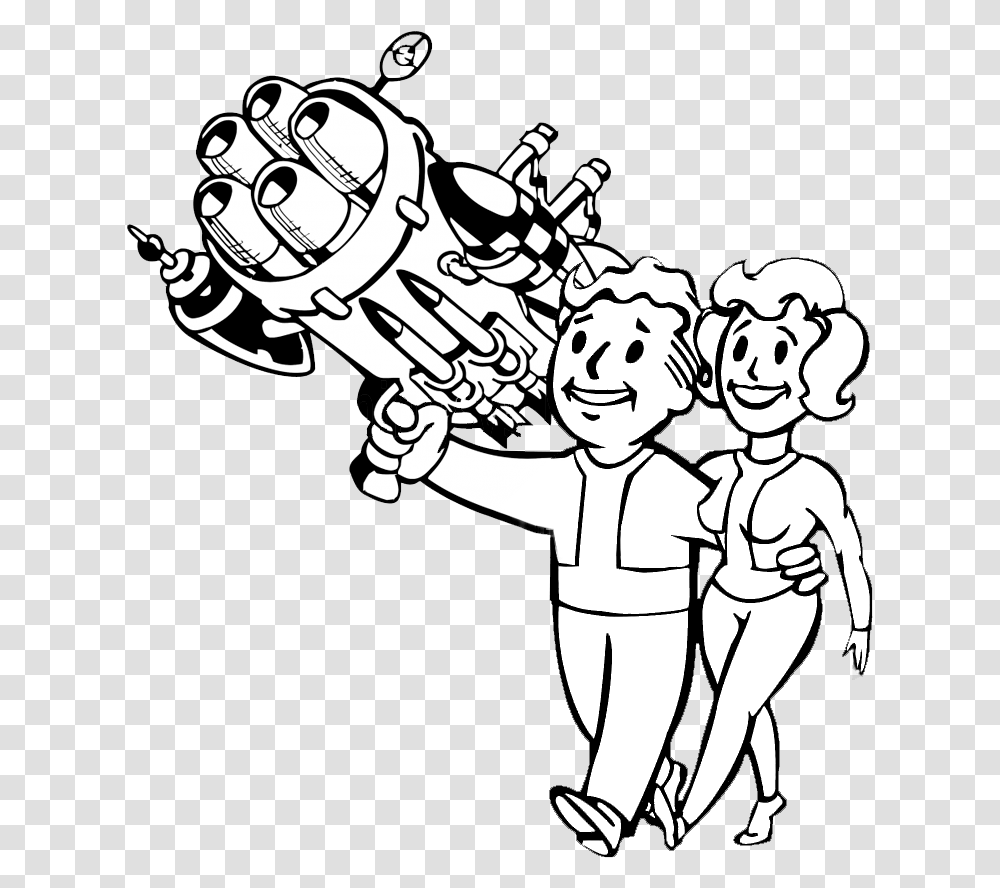 Hd Wallpapers Fallout 4 Coloring Sheets Wallpaper Desktop Fallout Vault Boy And Girl, Person, Human, Weapon, Weaponry Transparent Png