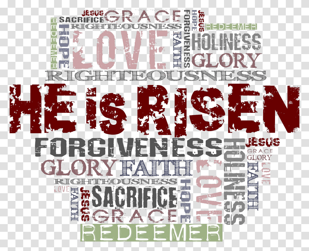 He Is Risen He Is Risen Word Cloud, Poster, Advertisement, Flyer, Paper Transparent Png