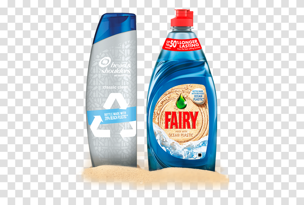 Head Amp Shoulders Shampoo Bottle And Fairy Washing Up Fairy Bottle Ocean Plastic, Beer, Alcohol, Beverage, Drink Transparent Png