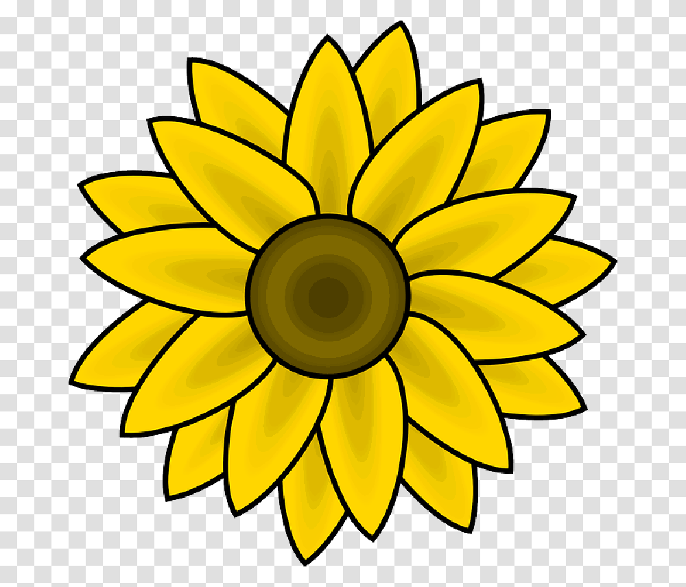 Head Black Simple Outline Yellow Drawing Sketch Sunflower Clip Art, Plant, Blossom, Daisy, Daisies Transparent Png