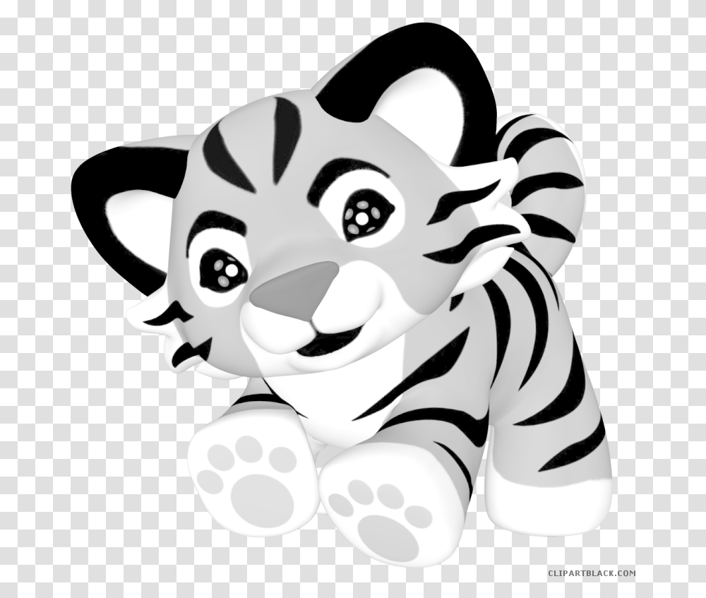 Head Clipart White Tiger Tiger Baby Animation Cute Tiger, Toy, Mammal, Animal, Stencil Transparent Png