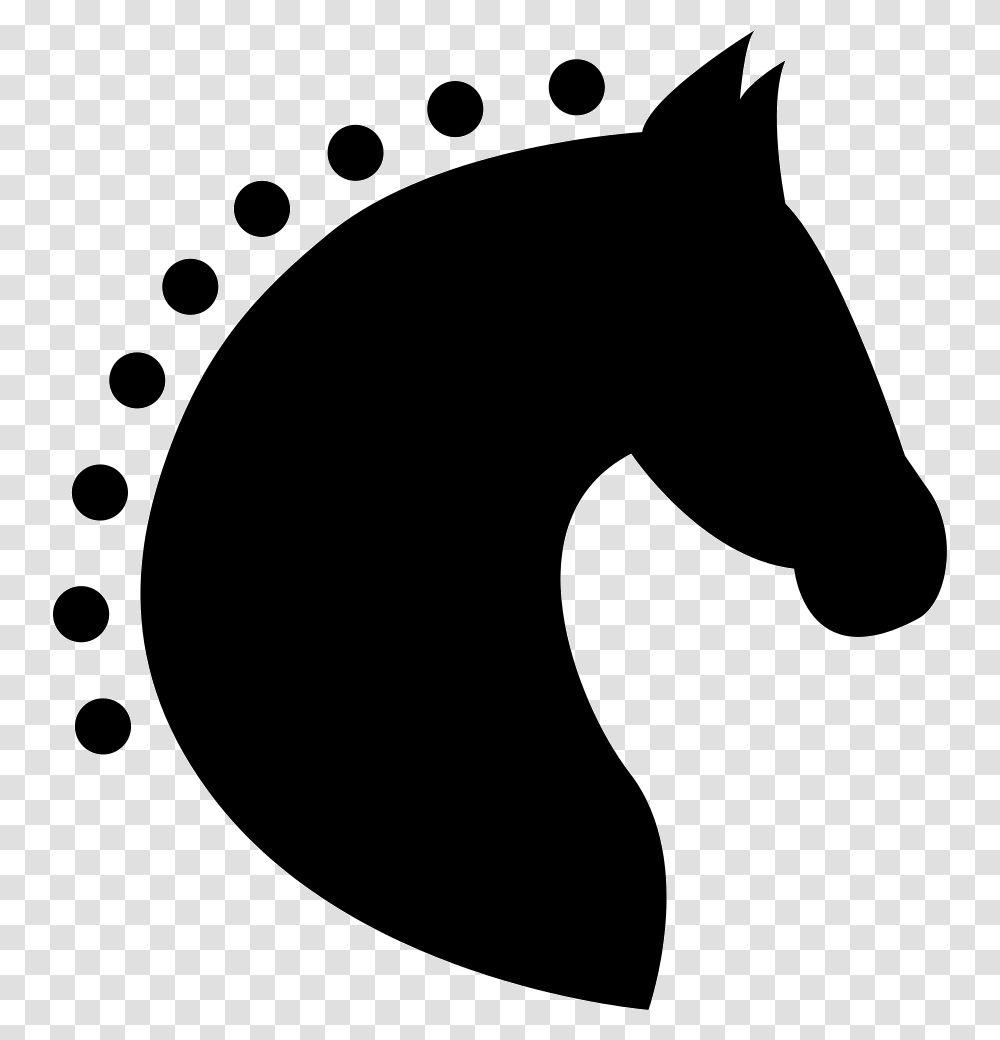 Head Horse Silhouette Side View With Horsehair Of Dots Horse Head Icon, Footprint, Stencil Transparent Png