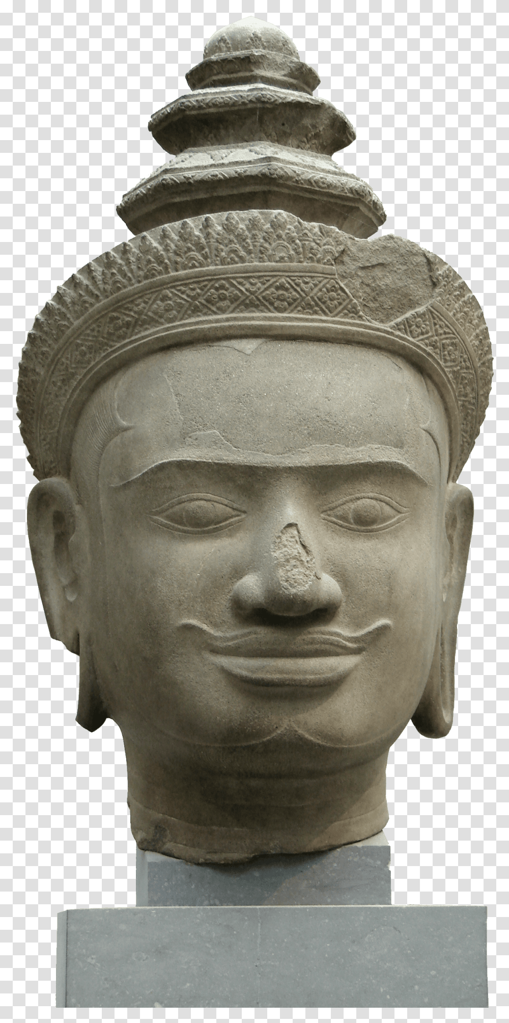 Head Of Vishnu 925 Ce Khmer Vishnu Khmer, Person, Human, Figurine, Sculpture Transparent Png
