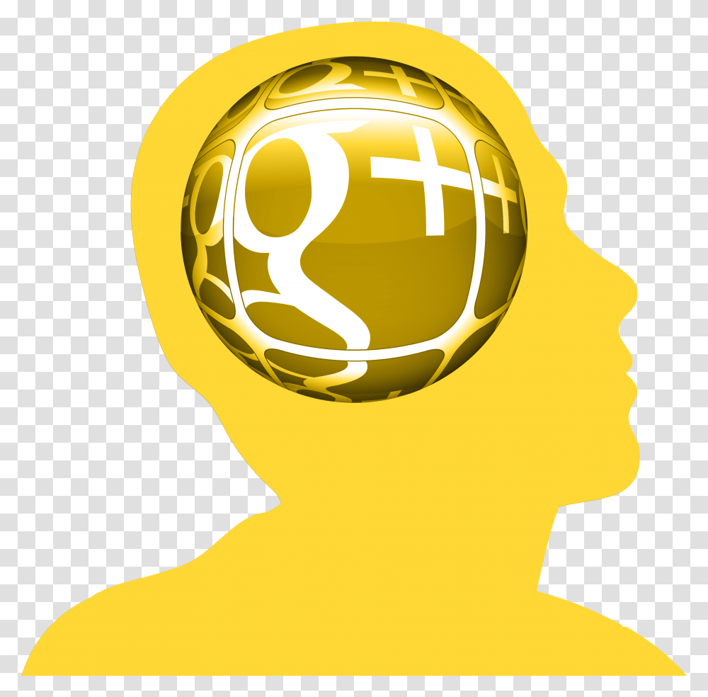 Head Silhouette With Google Plus Symbol Free Image Download Google Na Cabeca, Helmet, Clothing, Apparel, Trophy Transparent Png