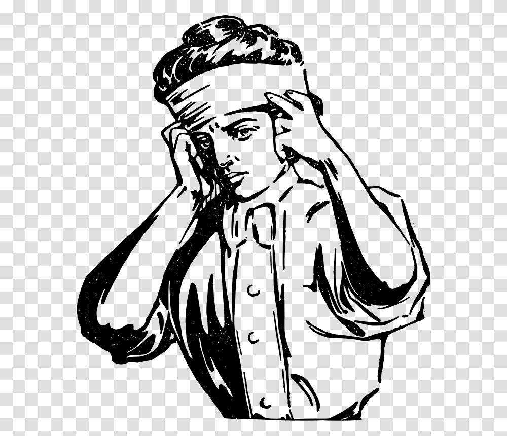 Headache Lady Cover Ears Clip Art Black And White, Gray, World Of Warcraft Transparent Png