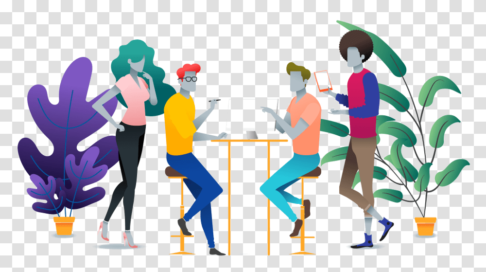 Header Image Coworking Space Illustration, Person, Pants, Crowd, People Transparent Png