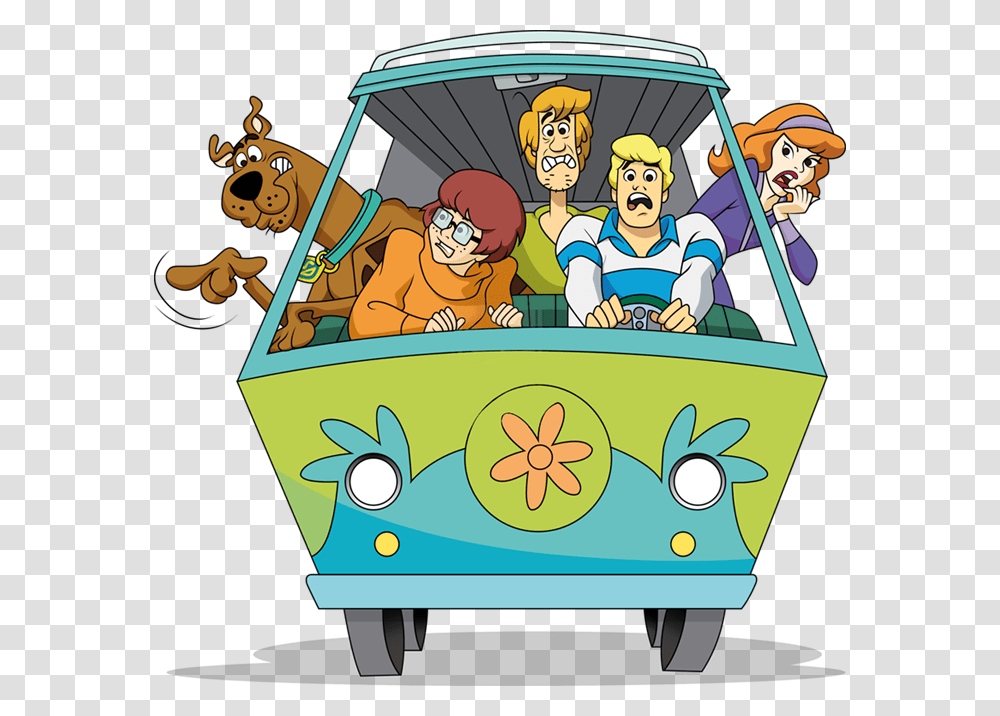 Header Right Scooby Doo Gang In Mystery Machine, Transportation, Vehicle, Person, Van Transparent Png