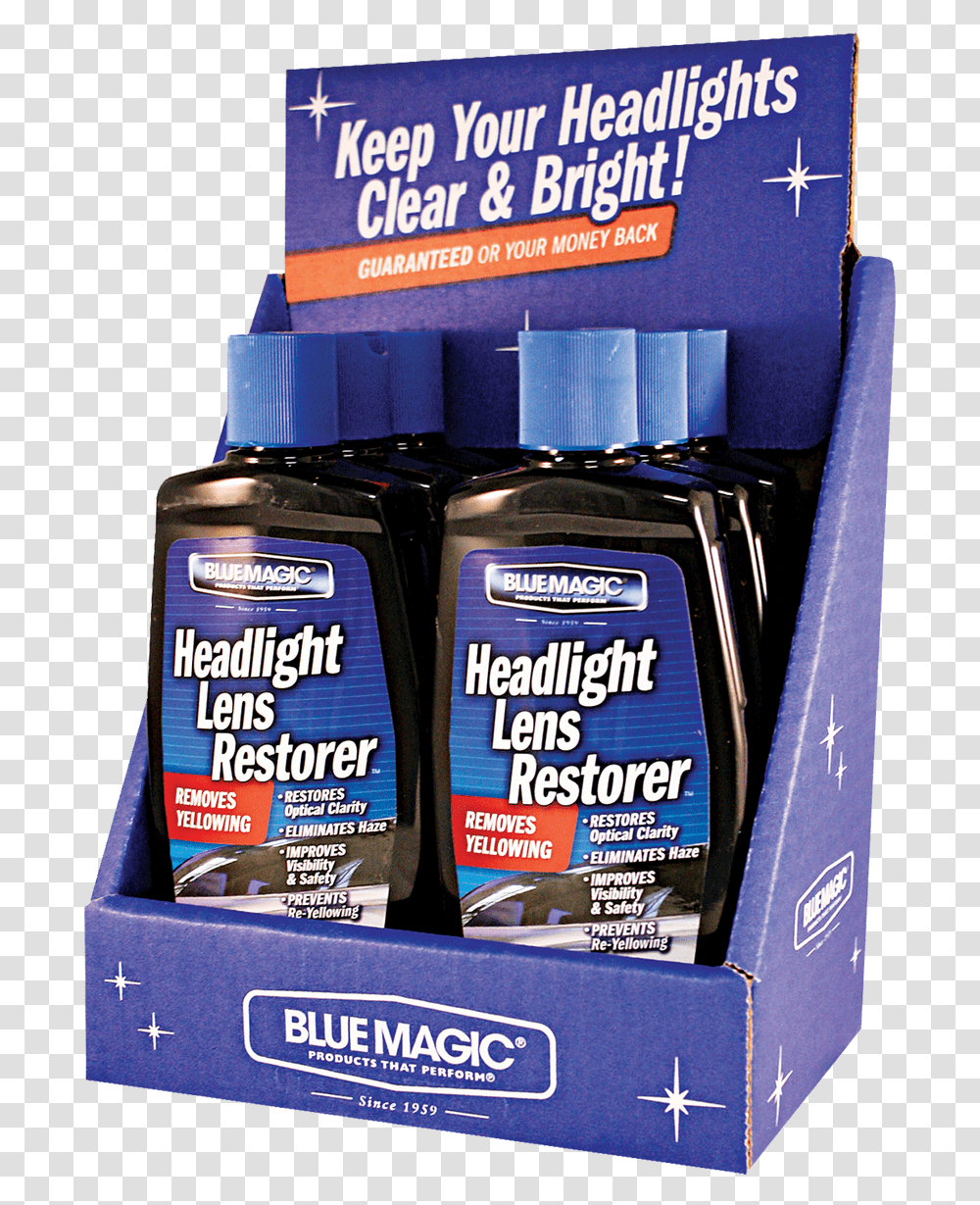 Headlight Lens Restorer Counter Display Carton, Label, Bottle, Cosmetics Transparent Png