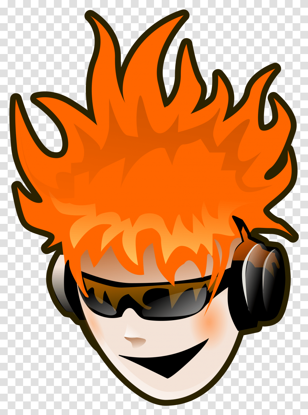 Headphone Clipart Animated Headphone With Man Cartoon, Fire, Flame, Sunglasses, Accessories Transparent Png