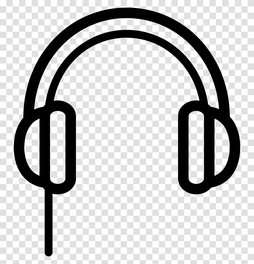 Headphones Outline With Cord Line Cascos De Musica Dibujo, Stencil, White Transparent Png