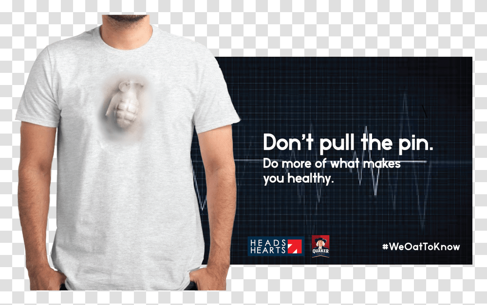 Heads Up Hearts For Quaker Oats Unisex, Clothing, Apparel, T-Shirt, Person Transparent Png