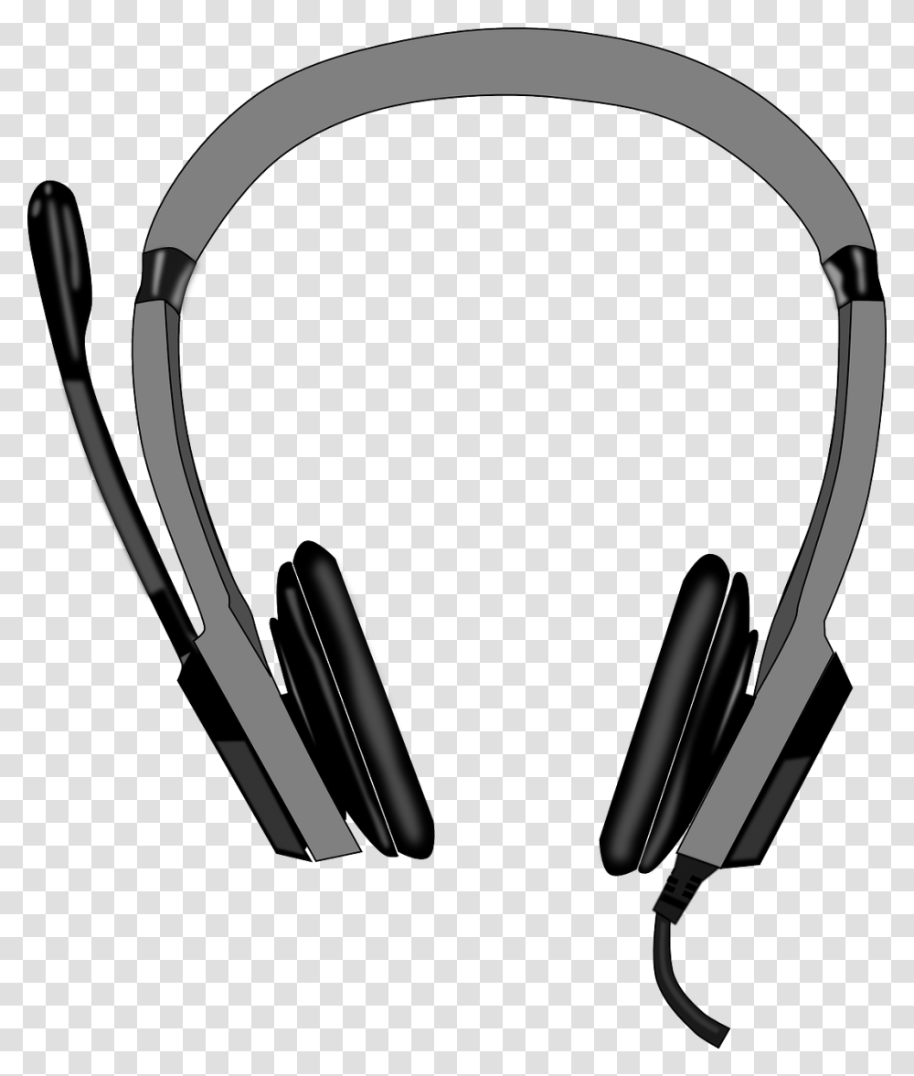 Headset Head Set Headphones Mic Image Clipart Headphone Microphone Cartoon, Electronics Transparent Png