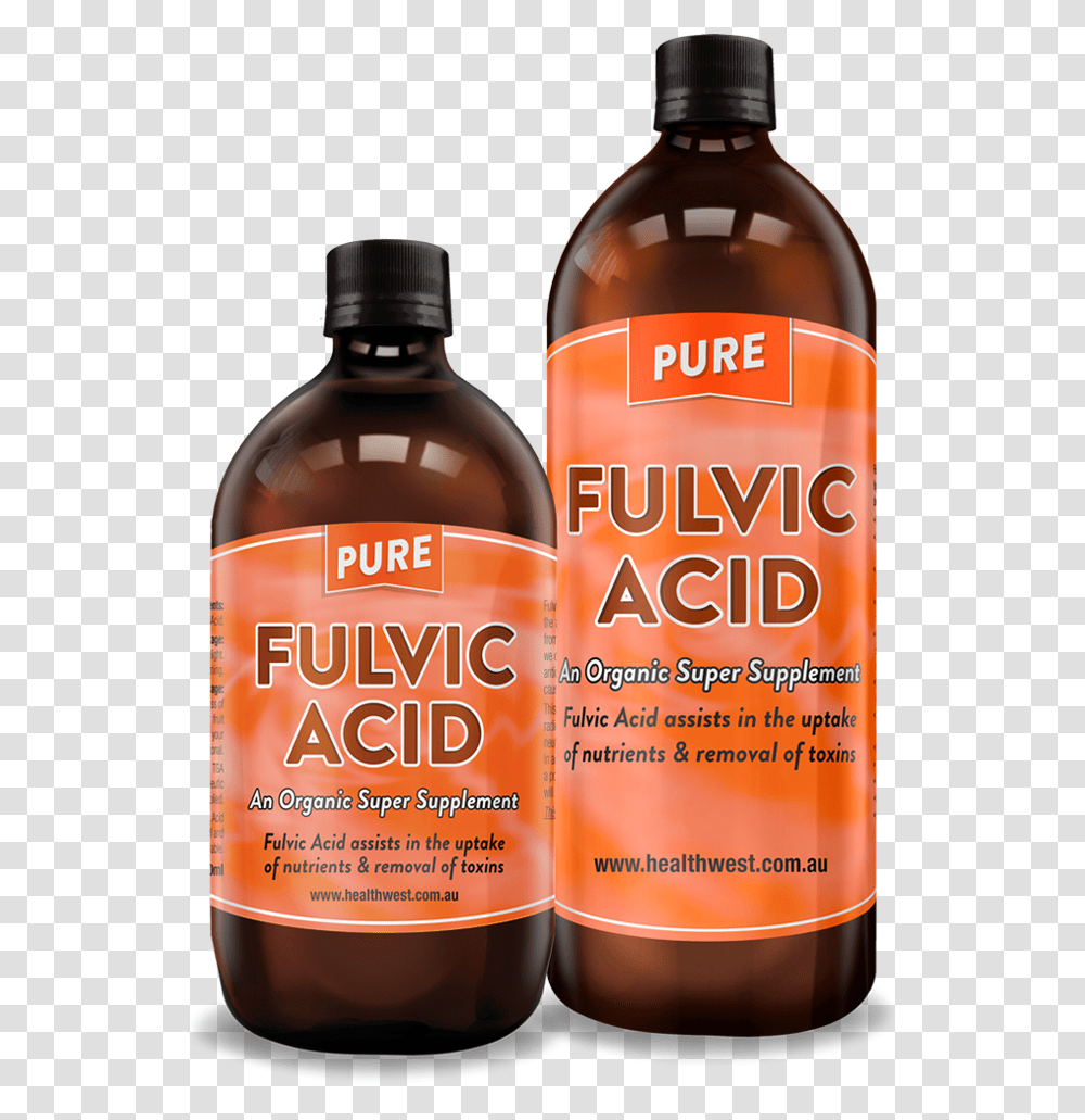 Healthwest Fulvic Acid Fulvic Acid, Bottle, Label, Text, Beer Transparent Png